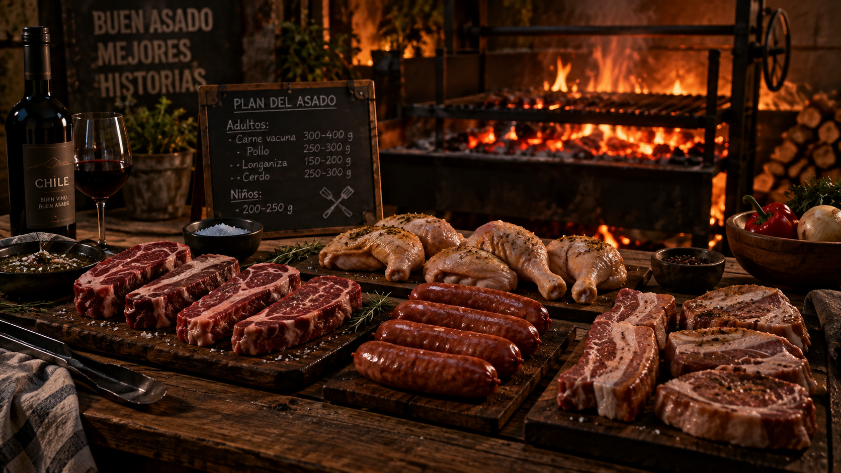 Porciones de carne para calcular la cantidad necesaria por persona en un asado