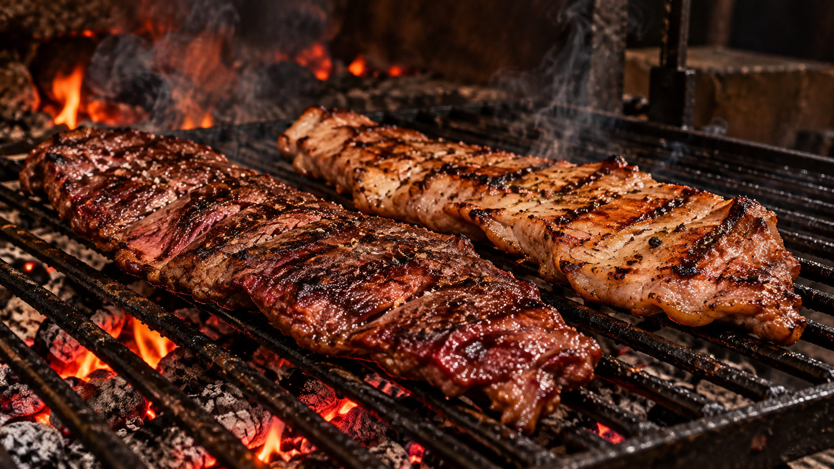 Entraña de vacuno y cerdo a la parrilla: diferencias, tiempo y cocción